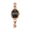 腕時計の小さな楕円形の女性用時計日本クォーツファッション時間ステンレススチールチェーンブレスレット時計誕生日ガールズギフトジュリアスボックス