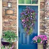 Decorative Flowers Spring Artificial Purple Tulip Wreath Lilac Hyacinth Hydrangea Colourful Summer Home Front Door Wall Decorations