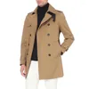 Hommes Trench-Coats Marque Mâle Manteau 2023 Mode Poitrine Mince À Manches Longues Noir Classique Veste Hommes Bleu Marine Équipée S-6xlMen's