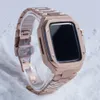 Lyxband Skyddande fall Mod Kit Integrerat rostfritt stål Cover DIY -fodral Watchband Armband Wrist Band Rand för Apple Watch Series 6 7 8 45mm 44mm