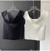 T-shirts En Maille Femme Top Court En Maille Épaules Dénudées Femme Blanc Noir Sandro