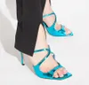 Wedding dress designer sandal women high heel Anise 95mm Satin Sandals square sandaies outdoor slide gladiator pumps open toe with box 35-43 white black blue pink