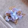 헤어 클립 Barrettes Byx Combs for Women Pretty Flower Gold Color Wedding Party Beach Handmade Accessories Bridal Jewelry 3157
