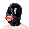 Massage Fetish Bdsm Hood with Open Mouth Silicone Gag Adult Games Bondage Leather SM Sex Toy Sexy Headgear for Women Gay Couple Flirting