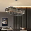Подвесные лампы черная современная хрустальная люстра для столовой прямоугольник кухня остров дымные лампы Гари Кристал роскошные домашние декор подвес