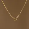 Pendant Necklaces RHYSONG Fashion OL Style Figaro Chain Wave Circle For Women Stainless Steel Jewelry Gift Waterproof Collar