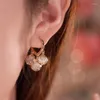 Dos boucles d'oreilles moustique bobine plaque cristal perle gland oreille Clips pour femmes pas de trou tempérament Imitation opale pierre Clip sur