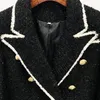 Damenjacken 2023 Mode Frauen Mangel Zweireiher Tweed Outwear Vintage B Elegante Dame Herbst Winter Blazer Jacke