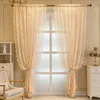 Curtain White Romantic Lace Wavy Pearl Sheer Curtains For Livingroom Jacquard Floral Hollow Beads Extra Length French Window Drapes