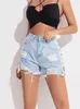 Jeans pour femmes 2023 été femmes à lacets Denim Shorts taille haute dames pantalons Sexy filles court avec pansement cassé