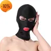 Massagem Acessórios de fetiche exóticos de elasticidade sexy máscara de olho de rosto completo com boca aberta para homens mulheres jogos de sexo flertar produtos eróticos