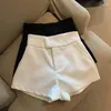 Frauen Shorts Sexy Weiß Zugeschnitten Hosen Kurze Hohe Taille Schwarz Hosen Frauen Breites Bein Unten Y2K Streetwear Ropa Mujer WD70