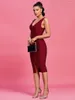 Casual jurken Red Bandage Dress Women Midi Party Bodycon Elegant Sexy Spaghetti Strap Evening Birthday Club Outfit 2023 Zomer