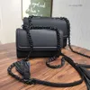Сумки на плечах роскошные сумочки женщины матовая черная цепная квадратная мешка для кисточки для женщин -дизайнера высокого качества настоящей кожаной цепочки.
