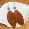 Dangle Earrings Fashion Jewelry Unique Originality Cashmere Big Geometric Leaf Turquoise Statement Drop Leather For Holiday