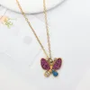 Chains Shining Butterfly Necklace Insect Big Pendant Rhinestone Gold Color Choker Chain Collares For Women Jewelry