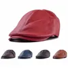 Whole-Mens Ivy Cap Faux Leather Bunnet Newsboy Beret Cabbie Gatsby Flat Golf Hat271C