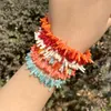 Pärlor Övriga naturliga färgglada oregelbundna korallblårosa vita distanschips för smycken som gör DIY -halsbandsarmband Tillbehör annat