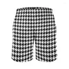 Мужские шорты черно -белая клетчатая доска Houndstooth Print Мужчины удобные короткие брюки таможенные плюс размер плавания