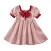 女の子のドレスガールズドレス2023サマーカレッジスタイルトレンドファッション美しいかわいい幼児ベビーボウプリンセスキッズ服