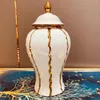 Bottiglie di stoccaggio Vaso in ceramica Vaso decorativo in porcellana in stile cinese Display Vaso di zenzero per camera da letto Composizione floreale Soggiorno Ufficio