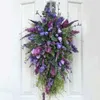 装飾花春人工紫チューリップリースライラックヒヤシンスアジサイカラフルな夏の家の玄関ドアの壁の装飾
