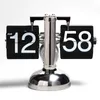 Table Clocks Desk & Desktop Art Decoration Flip Digital Clock Small Scale Stainless Steel Internal Gear Operated Quartz