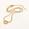 18k Gold Plated Luxury Designer Halsband för kvinnor Brand Classic Double Letter Pendant Chain Halsband smycken Tillbehör Högkvalitativ 16 -stat