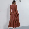 Sukienki swobodne jesień moda seksowna sukienka dla kobiet bohemijska wysoka talia maxi szat Boho Leisure satyna miękka solidna odzież damska