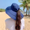 Breite Krempelnhüte Frauen Sommerhut für die Sonne UV Halsschutz Solar Strand falten Reisen Panama Caps Bucket Cap