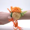 Decorative Flowers Beautiful Bridesmaid Rose Boutonniere Bracelet Silk Flower Corsage For Wedding Buttonhole Suit Accessories Dancing Party