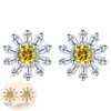 Boucles d'oreilles fines marguerite mode bijoux jaune femmes soleil fleur clou d'oreille filles cadeau d'anniversaire