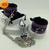 Massage BDSM Bondage Riem Touw Accessoires Kit van verstelbare lederen handboeien met metalen anale beadplug seksspeeltjes voor vrouwen mannen gag