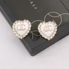 Fashion Womens Pearl Stud Charm Earrings Luxury Designer Brand Letter Love Heart Rhinestone Earring Plated Women Wedding Party Jewelry Accessories Gifts