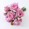 Fleurs décoratives 10 têtes Latex Rose Bundle Real Touch Roses Artificielles Bouquet De Mariée Décoration De Table De Mariage Home Party Flower Layout
