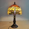 Bordslampor Gratis leverans till Europa Paragraf Dragonfly Glazed Small Tiffany Lamp Bedroom Study Desk antik Barnens säng