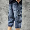 Jeans pour hommes Short en jean Pantalon droit multi-poches Baggy Cargo Pantalon d'été pour homme