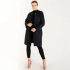 Femmes Mélanges De Laine Femmes Automne Hiver Europe Royal Épais Manteau Chaud Solide Bleu Marine Casual Simple Laine Avec Ceinture Plus La Taille 4XL-6XLFemmes