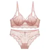 Bikini lucht beha slipje vrouwen nieuwe sexy lage taille thongwomen's sexy kanten ondergoed dunne grote kist met kleine stalen ring bovenste ondersteuning holle verzameling bhs set