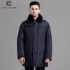 Heren down city class mannen dik warme winterjas klassiek slanke fit long lagen lederen debituleer verwijderbare mink kraag bovenkleding 14343