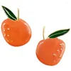 Kolczyki Dangle Pochodzenie Summer Cute Orange truskawkowy emalia dla kobiet unikalna design owocowa biżuteria zielonego liścia