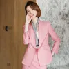 Dwuczęściowe spodnie damskie 2023 Kobiety biuro nosza czarny różowy garnitur dwuczęściowy pantit elegancki zestaw blezerowy