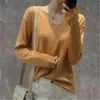 Suéteres de mujer 2023 moda coreana suéter con cuello en V de manga larga de mujer de punto corto otoño primavera camisa de base fina Top PZ3503