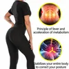 Damesjaberse vrouwen slanke sauna pak korte mouw hoge compressie zweten workout tops body sculpting buikcontrole atletisch tee