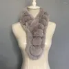 スカーフ秋の冬女性本物の本物のレックスファーマフラーレディウォームポムスカーフ手作りネックウォーマーvf5007