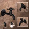 Bathroom Sink Faucets Carved Wall Mount Brass Black Painting Bibcock Garden Wash Basin Faucet Decorative Outdoor Mop Taps Torneira Parede