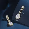 Dange oorbellen Water Drop Cubic Zirconia Lang Big CZ Bridal Crystal Wedding For Brides Fashion Jewelry Accessories Brinco