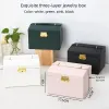 Caja de joyería de estilo cajón de cuero de tres capas multifuncional, 1 Uds., pendientes, caja de joyería con cerradura