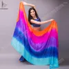 Scen Wear Belly Dance Silk Veil Shawl For Women Light Hand kastad halsduk Wraps Gradient Performance Scarves 250 cm 270 cm