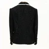 Kvinnors jackor 2023 mode kvinnor saknar dubbelbröst tweed outwear vintage b elegant dam höst vinter blazer jacka